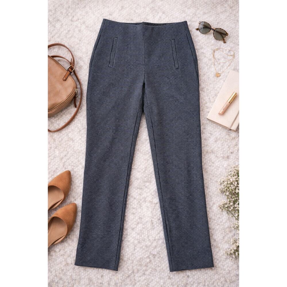 Chicos Womens Dress Pants Size 4 Black White Patterned Straight Leg Slacks